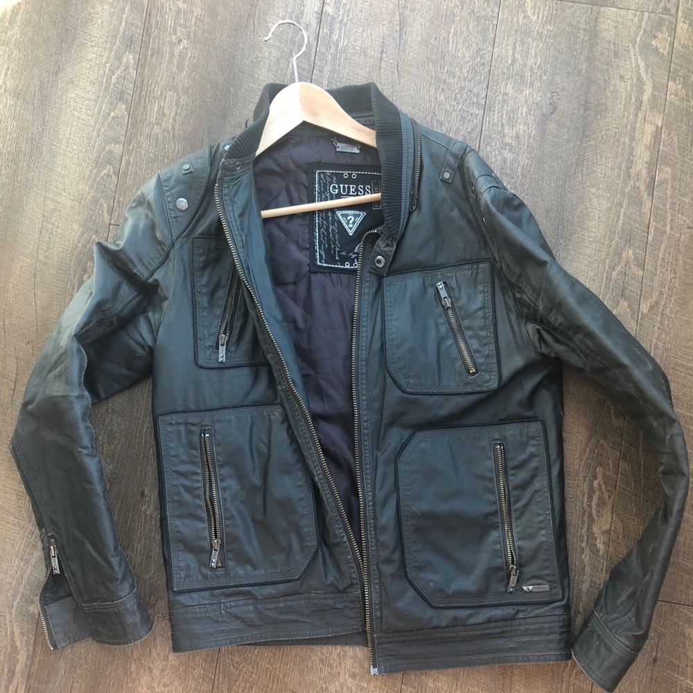 Guess Black café racer style Moto jacket